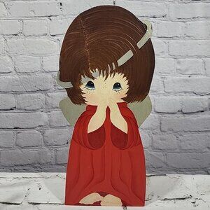 Vintage Tole Painted Christmas Angel Wooden Holiday‎ Lawn Yard Decor